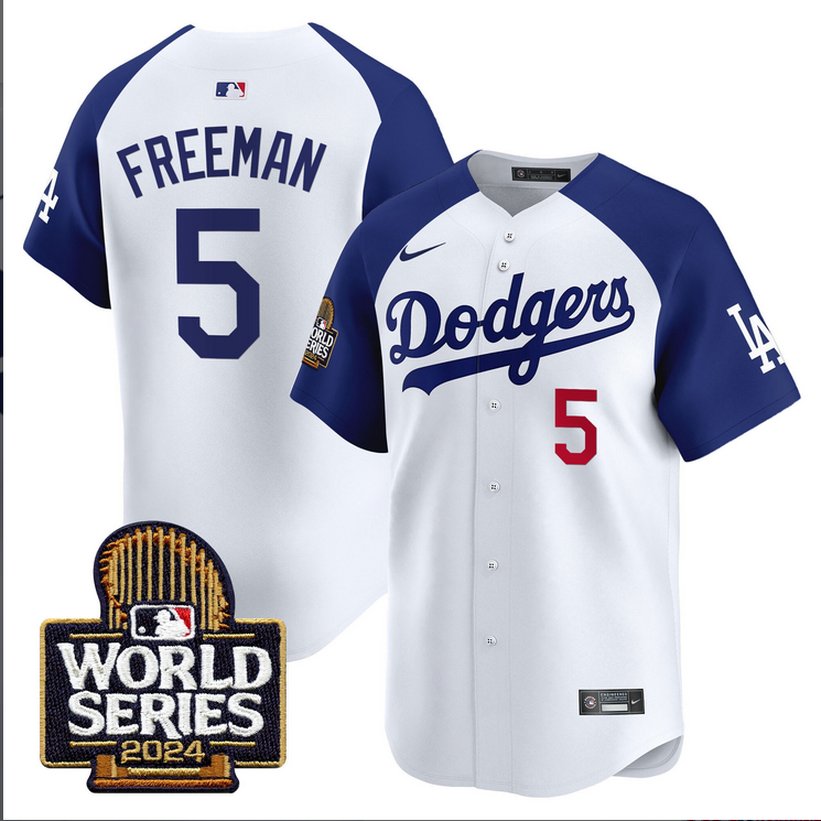 Men MLB Los Angeles Dodgers #5 Freeman white 2024 World Series Champions Patch Limited Jersey20241105 style 3->los angeles dodgers->MLB Jersey